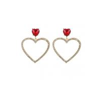 1 Pair Rhinestone Earrings Sparkling Creative Shape Allergy Free Stunning Visual Effect Vibrant Color Dress Up Elegant Shiny Heart-Shaped Pendant