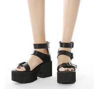 1 Pair Thick Bottom Women Sandali creativo Sandali semplici Scarpe estive Nero