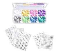 1 Palette di Ombretti con 8 Colori, con Strass Autoadesivi, Tavolozza di Trucco Glitter, Palette di Occhi Altamente Pigmentate a Lunga Durata Adatto per Feste e Trucco Quotidiano