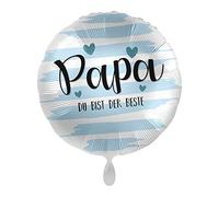 1 palloncino in pellicola, per la festa del papà, con scritta in lingua tedesca "Du bist der Best", rotondo, blu, bianco, ca. 45 cm, adatto a gas per palloncini