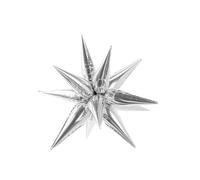 1 Pallone PALLONCINO in foil MYLAR multi MAGIC STAR 3D stella ARGENTO lucido 95