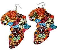 1 Par de pendientes de Colores Pendientes de mapa Africano Declaraciones hechas a Mano Joyería de oreja para Mujer Useful