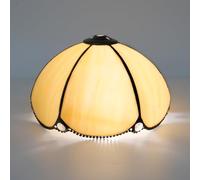 1 paralume classico in vetro colorato, 8 pollici di diametro, giallo crema, design a cupola a 6 pannelli