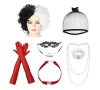 1 Parrucca, 1 Collana, 1 Braccialetto, 1 Tappo per Capelli, 1 Colletto, 1 Paio di Guanti E 1 Maschera per Gli Occhi, Oggetti di Ruolo da Donna, Oggetti in Costume.