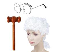 1 Parrucca, 1 Martello Di Legno, 1 Occhiale, Accessori Per Il Costume Da Giudice, Set Di Costumi Per Giochi Di Ruolo