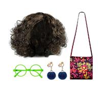 1 Parrucca, 1 Occhiale Verde, 1 Borsa E 1 Paio Di Orecchini A Clip, Accessori Cosplay, Capelli Ricci Artificiali, Accessori Per Costumi Da Festa.