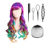 1 Parrucca A Colori, 1 Rete Per Capelli E 4 Forcine, Accessori Per Il Gioco Di Ruolo, Parrucche Da Festa, Parrucche Di Personalità Creativa.