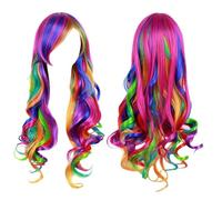 1 Parrucca A Colori, Accessori Per Cosplay, Parrucca Ondulata Lunga, Parrucca Da Donna, Parrucca Da Festa.