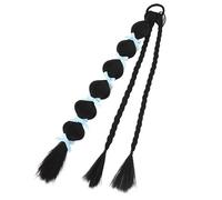 1 parrucca colorata a doppia coda di cavallo da donna, tinta in modo naturale, con treccia a lanterna (blu)