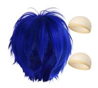 1 Parrucca Corta E 2 Retine Per Capelli, Oggetti Di Scena Per Cosplay, Parrucche Per Anime, Accessori Per Feste, Accessori Per Capelli