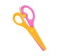 1 PC 137 mm Sicurezza Torta rotonda Scissori di plastica Studente Kids Calk Minion Forniture for la scuola materna(Yellow pink)