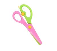 1 PC 137 mm Sicurezza Torta rotonda Scissori di plastica Studente Kids Calk Minion Forniture for la scuola materna(Green Pink)