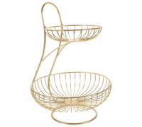 1 pc cesto d'arte in ferro doppio strati di stoccaggio frutta cestino metallo