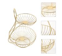 1 pc cesto d'arte in ferro doppio strati di stoccaggio frutta cestino metallo