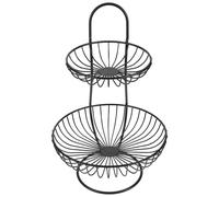 1 pc cesto d'arte in ferro doppio strati di stoccaggio frutta cestino metallo