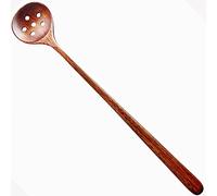 1 PC Stile Coreano Cucchiaio da Zuppa in Legno Naturale 100% Con Manico Lungo e Slot per Zuppe, Marmellata, Oliva - Utensile da Cucina Mescolatore