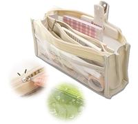 1 pcaGrande Capacità Giapponese Trasparente Astuccio Matita Ragazza Scuola Elementare Alto Livello di Aspetto Semplice Ragazza Cancelleria caso Astuccio, Bianco sporco, Taglia unica, moderno