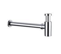 1 Pcs Bathroom Brass Pop Up Drain Basin Round Bottle P-Trap Sink Tap Kit Waste Stopper With/Without Overflow Chrome/Black Per Tubature(Sliver-1)