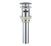 1 Pcs Bathroom Brass Pop Up Drain Basin Round Bottle P-Trap Sink Tap Kit Waste Stopper With/Without Overflow Chrome/Black Per Tubature(Sliver with overflow)