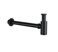 1 Pcs Bathroom Brass Pop Up Drain Basin Round Bottle P-Trap Sink Tap Kit Waste Stopper With/Without Overflow Chrome/Black Per Tubature(Black-1)