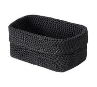 1 Pcs Cestino per Uncinetto,Cesto Portaoggetti Intrecciato,Multifunzionali Cestino Pieghevole,Cesto Portaoggetti Rettangolare,Tessuto a Mano,per l'Organizzazione e la Decorazione(Nero)