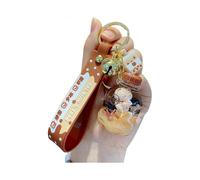 1 PCS Men Women Creative Interesting Floating Milk Tea Brown Bear Lucky Bottle Keychain Keyrings