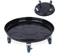 1 PCS Plant Trays for Pots, Plant Pot Saucer with Wheels, Metal Drip Tray Round for Decoration and Transporting Large Potted(Black,43 cm/17 in)