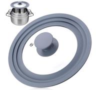 1 PcsTapa Sarten Universal 16cm 18cm 20cm, Tapas Universales de Cristal, Tapa para Sartenes y Ollas, 3 en 1 Tapa para Sartén Borde de Silicona,Utensilios de Cocina, con Perilla Resistente al Calor