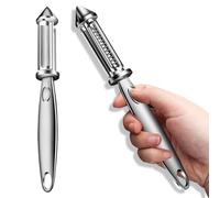 1 pelapatate in acciaio inox, utensile per sbucciare frutta e verdura versatile, strumento 2 in 1 e trituratore, adatto per cucina, frutta, carote, mele, verdure, melanzane, cetrioli