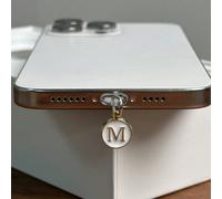 1 Pendente per tappo antipolvere con placcatura bianca e 26 lettere inglesi, doppia faccia, adatto per interfaccia Type-C A,B,C,D,E,F,G,H,i,J,K,L,M,N,O,P,Q,R,S,T,U,V,W,X,Y,ZABS