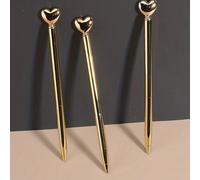 1 penna a sfera di forma a cuore con finitura metallica dorata - elegante e scorrevole strumento di scrittura per scuola, matrimoni e regali, design a cuore carino, punta fine, must-have per la stagio