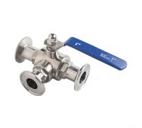 1" per la valvola a sfera a tre vie del morsetto dell'acciaio inossidabile 3-Way L-Port per uso affidabile nella trasformazione alimentare, farmaceutica e sistemi fluidi industriali