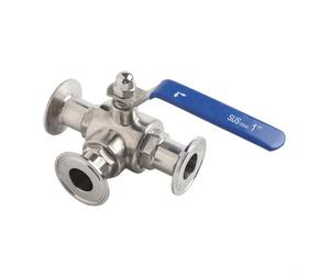 1" per la valvola a sfera a tre vie del morsetto dell'acciaio inossidabile 3-Way L-Port per uso affidabile nella trasformazione alimentare, farmaceutica e sistemi fluidi industriali