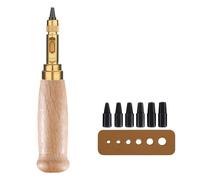 1 perforatore giapponese regolabile per viti, strumento di precisione per la punzonatura della pelle con 6 punte da 1,5/2/2,5/3/3,5/4 mm, per punzonatura in pelle, fai da te, cucito