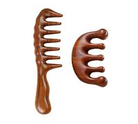 1 Pettine Arricciacapelli In Legno Di Sandalo E 1 Pettine A Cinque Denti, Pettine Da Massaggio, Pettine A Denti Larghi, Pettine In Legno Multifunzionale, Strumenti Per Lo Styling Dei Capelli