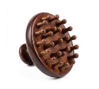 1 pettine massaggiante per testa in legno massello, antigraffio, rotondo, liscio, impugnatura ergonomica a fungo per la cura del cuoio capelluto, 1 pezzo