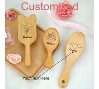1 Pettine personalizzato per San Valentino, pettine in bambù/legno con cuscinetto d'aria, spazzola per capelli con manico in bambù/legno naturale intagliato a laser, adatto per donne, uomini e bambini