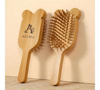 1 Pettine personalizzato su misura, spazzola districante, pettine in bambù con cuscinetto d'aria e manico, spazzola piatta in bambù naturale con incisione laser, pettine districante portatile per mass