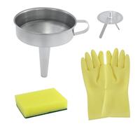 1 Pezzi 11cm Set di imbuti da Cucina in Acciaio Inossidabile con Filtro,Pennello a goccia,Guanti e spugna,Filtro Staccabile, Imbuto in Metallo Ideale,per stampanti 3D