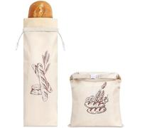 1 Pezzi 70*20cm+ 1 Pezzi 44*32,5cm Sacchetto Porta Pane Sacchetti per il Panes con Fodera in Cera d'api Grande Riutilizzabile Borsa da Pane per Prodotti da Forno Frutta Verdura Panini e Acquisti