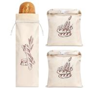 1 Pezzi 70*20cm+ 2 Pezzi 44*32,5cm Sacchetto Porta Pane Sacchetti per il Panes con Fodera in Cera d'api Grande Riutilizzabile Borsa da Pane per Prodotti da Forno Frutta Verdura Panini e Acquisti