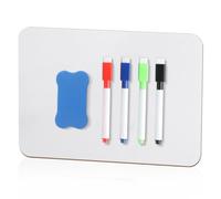 1 Pezzi A4 Lavagna Bianca Cancellabile, Mini Lavagna Cancellabile, Lavagnetta Cancellabiles, Piccola Portatile Whiteboard White Boards con 4 Pennarelli, 1 Gomme da Cancellare per Home Office Cucina