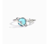 1 pezzi Anelli Antistress Anelli Antistress per Donne Anello Ansia Rotante Pianeta Argento Anello Aperto Regolabile