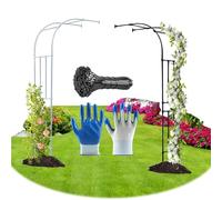 1 Pezzi Arco da Giardino, Semiarco e Traliccio per Rampicanti Pergole per Esterno Arco per Rose Metallo Mezza Parete Laterale Robu STO Supporto Piante Antiruggine(Black,0.6M*2.4m/1.9FT*7.8FT)