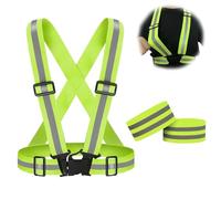 1 Pezzi Bretelle Catarifrangenti,2 Pezzi Bracciale riflettente,Giacca da Lavoro Regolabile ad Alta visibilità, Gilet Regolabile per Auto,Elasticità Giubbotto Catarifrangente, per la Bicicletta,Jogging
