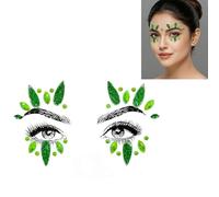 1 Pezzi Brillantini Adesivi Di Gemme per Viso, Glitter Make up Strass Autoadesivi per Donna, Strass Adesivi Festival, Per Donna, Halloween, Carnevale, Feste, Musica (Verde)