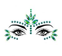 1 pezzi di strass verdi per il viso, motivo: fata della foresta, da donna, con strass, autoadesivi, per il viso, per donne, adatti per carnevale, feste e cosplay
