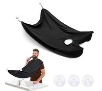 1 Pezzi Grembiule da Barba, Grembiule da Barba per Raccogli Barba, Bavaglino per Barba Impermeabile e Antiaderente con 3 Ventose Miglior Regalo per Uomo/Marito/Fidanzato (Nero)