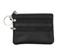 1 pezzi Mini porta monete,con 3 scomparti,con Portachiavi,portamonete portatile,per uomo e donna,per riporre le monete,Chiave(Nero)