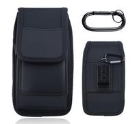 1 pezzi Nero Porta Cellulare Cintura Portatelefono,Cinta Custodia Telefono con Clip e con Moschettone,Nylon Portatelefono Cinta con Clip Verticale,Fondina Cellulare Cintura